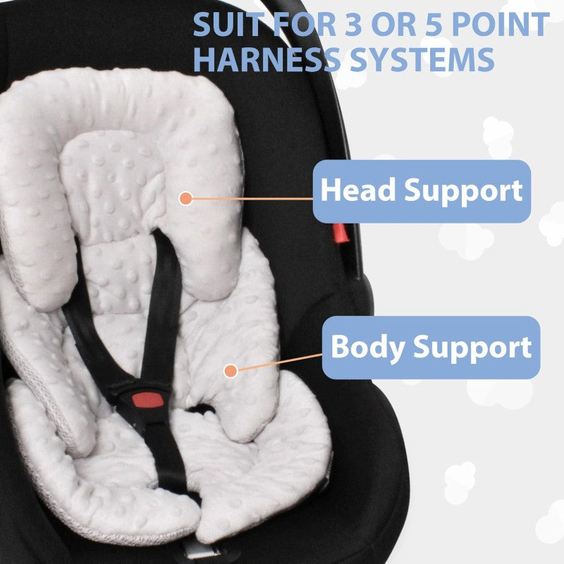 Infant Carseat Insert 2 in 1 Reversible Baby Car Seat Cushion for Newborn Toddler Head Body Support Car Seat Pad for Carseats Strollers Swings Bouncers