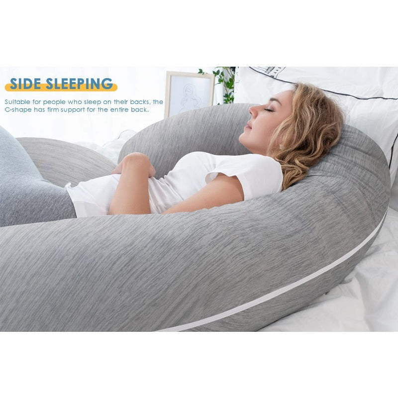 Cooling Pregnancy Pillow Maternity Pillow for Pregnant Women C Shaped for Side Sleeping Cooling Silky Grey