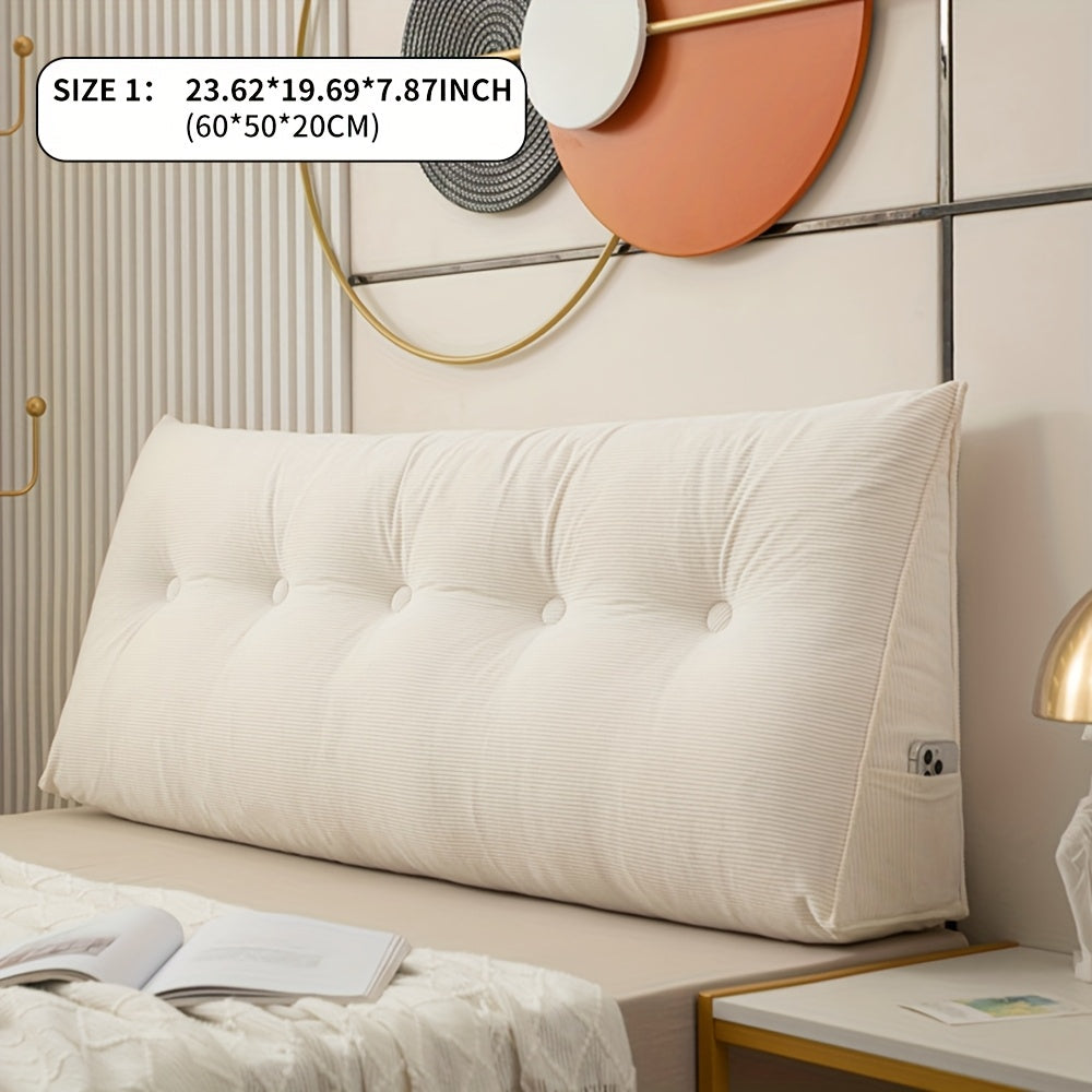 Soft Plush Wedge Floor Pillow with Side Storage – Zippered Polyester Cover, Hand Washable, Back Support for Pregnant Women, Multi-Purpose Bedrest, All-Season Comfort, Modern Beige Design, Pregnancy Pillow