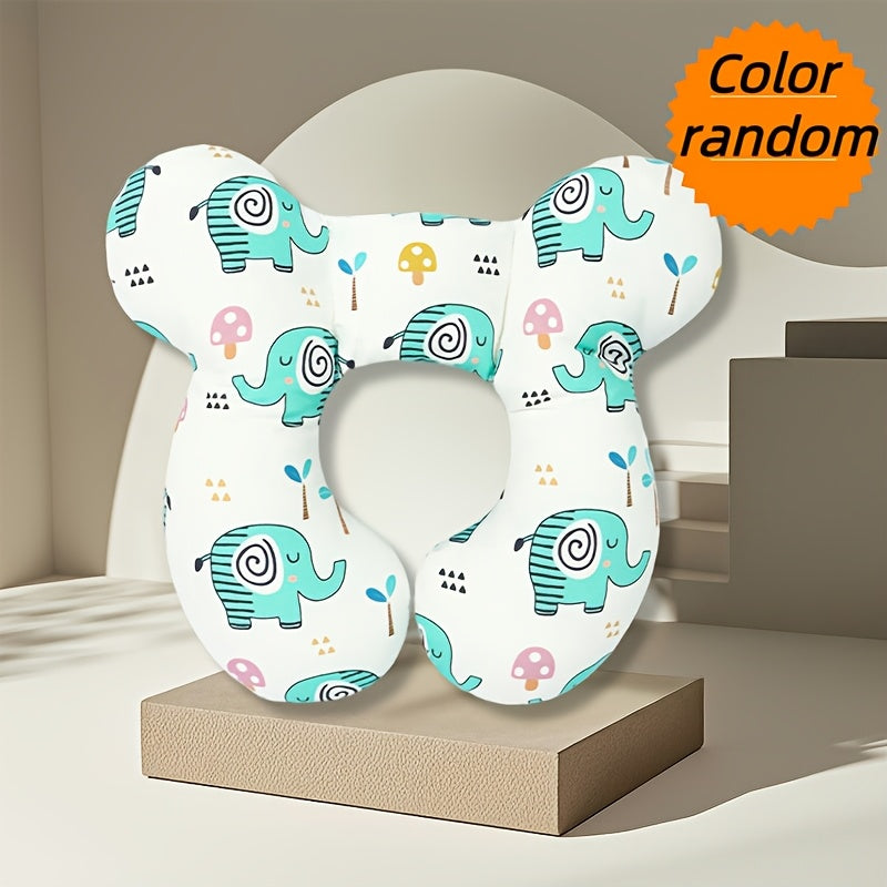 Soft U-Shaped Pillow Soft Polyester U-Shaped Infant Travel Pillow | Secure Fit for Strollers & High Seats, Cartoon Elephant Design, Youngsters Supportive Cushion, Stroller Accessory | Playful Design