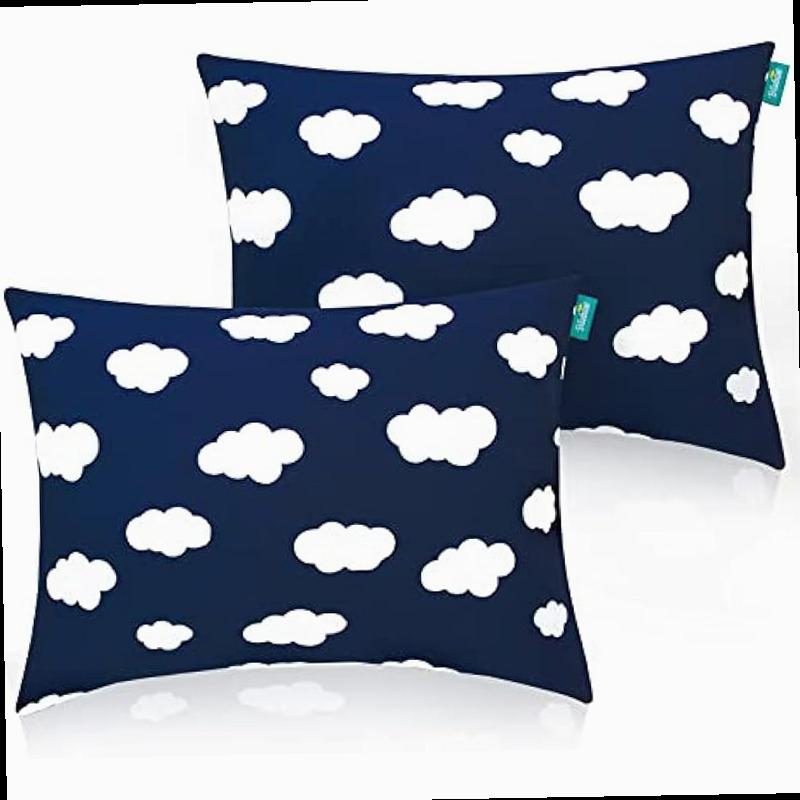 Toddler Pillow for Sleeping Kid Pillow 14 x 19 for Small Travel Bed Nap Pillows Soft Skin Friendly Small Pillows for Sleeping Toddler Use Only Age 2 to 5 Navy Cloud