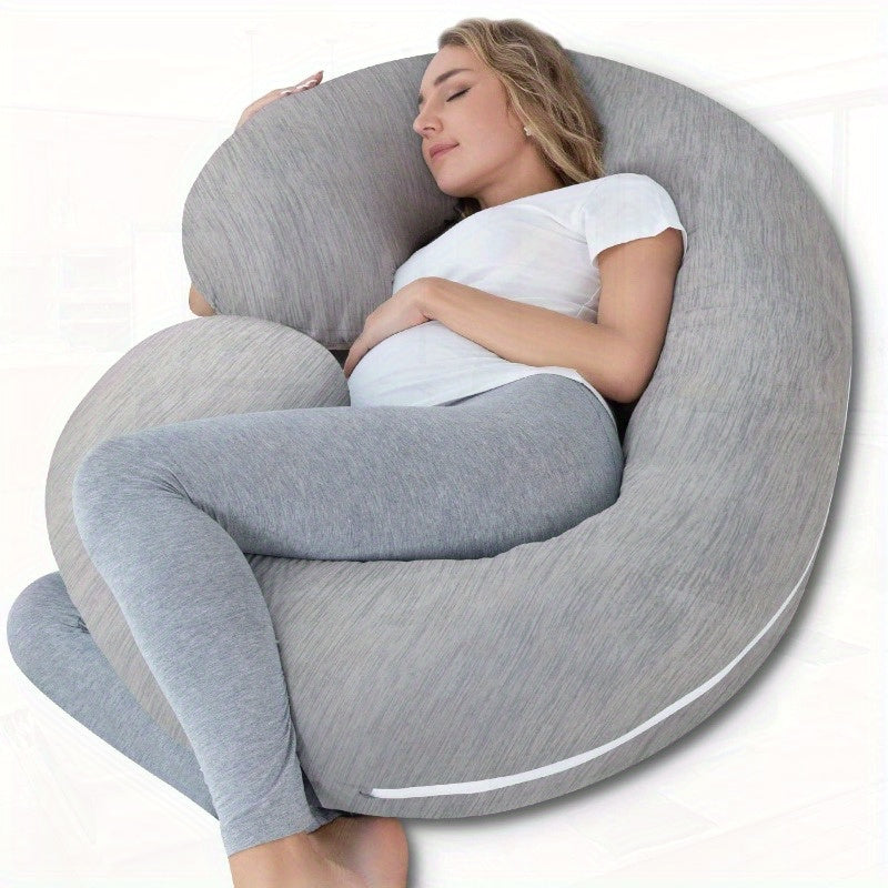 Cooling Pregnancy Pillow Maternity Pillow for Pregnant Women C Shaped for Side Sleeping Cooling Silky Grey