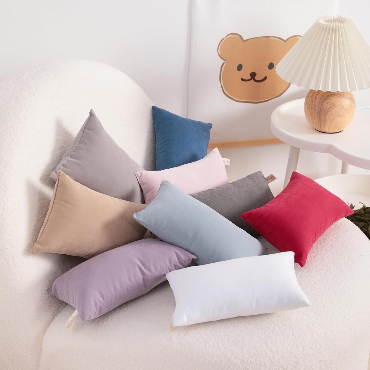 2pcs Microfiber Tiny Pillows, 11x7 Inches, Mini for Sleeping and Traveling, Washable, Soft Small Travel Nap Pillows, Denim Blue