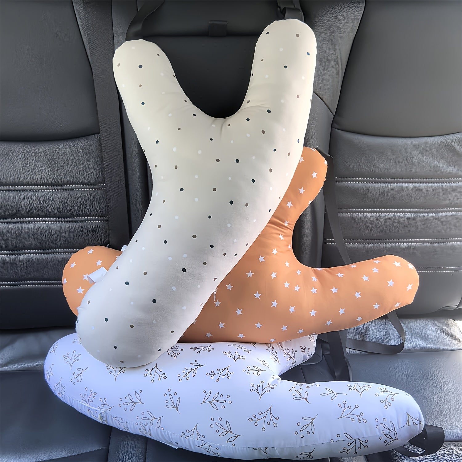 1-Pack Car Child Seat Pillow - Y-Shaped Travel Pillow with Soft Durable Fabric, Ergonomic Design for Long Car Trips, 4 Colors (Mixed) - Safe & Comfortable for Toddlers, Car Child Seat Accessories, Travel Baby Pillow, Yshaped Design, Sturdy Support