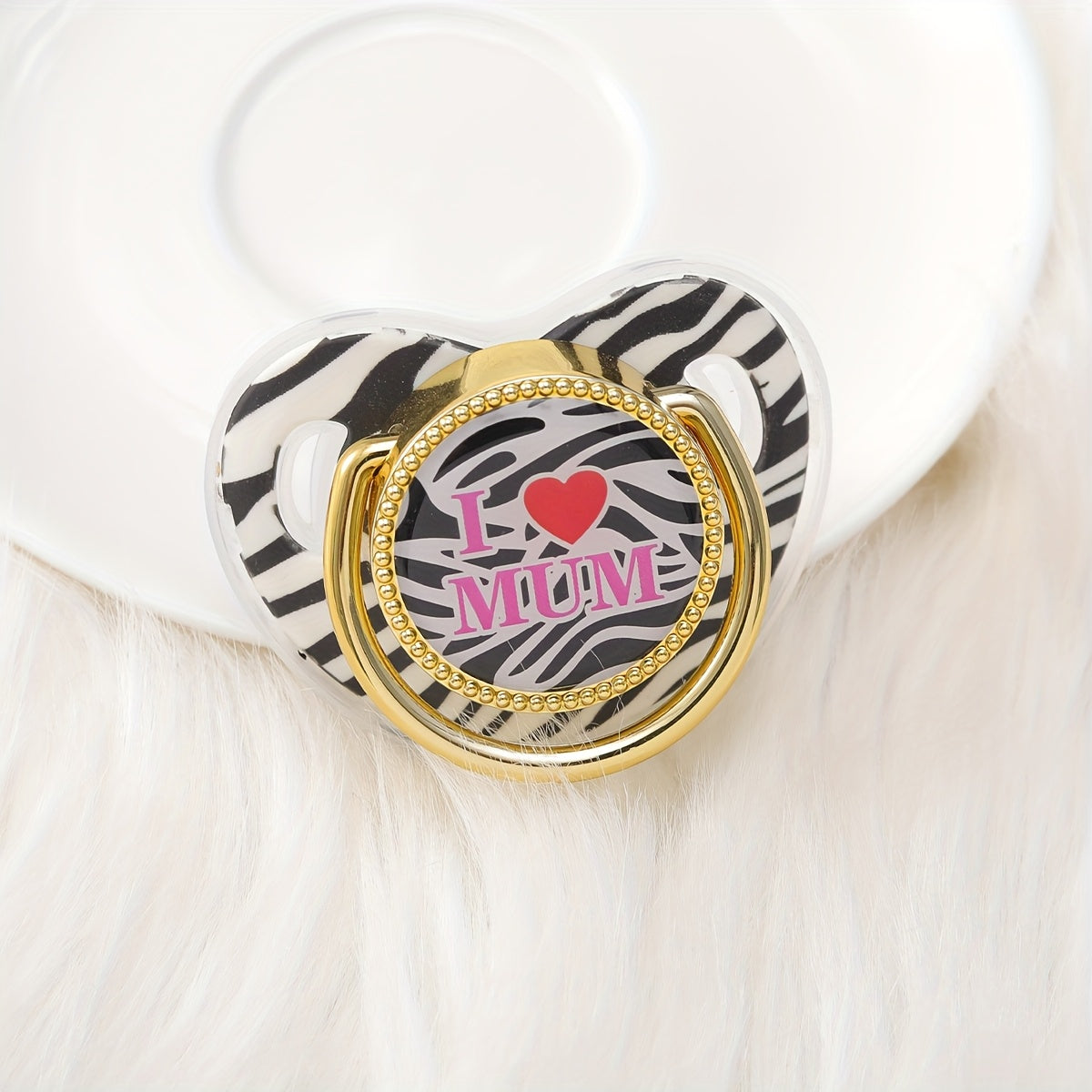 Leopard Print Pacifier 1pc Multi-Color Leopard Print I LOVE YOU\u002FMAD\u002FUM Pacifier | Soft, Comfortable, Phthalate-Free, Dustproof Lid - Safe Gift for Boys & Girls