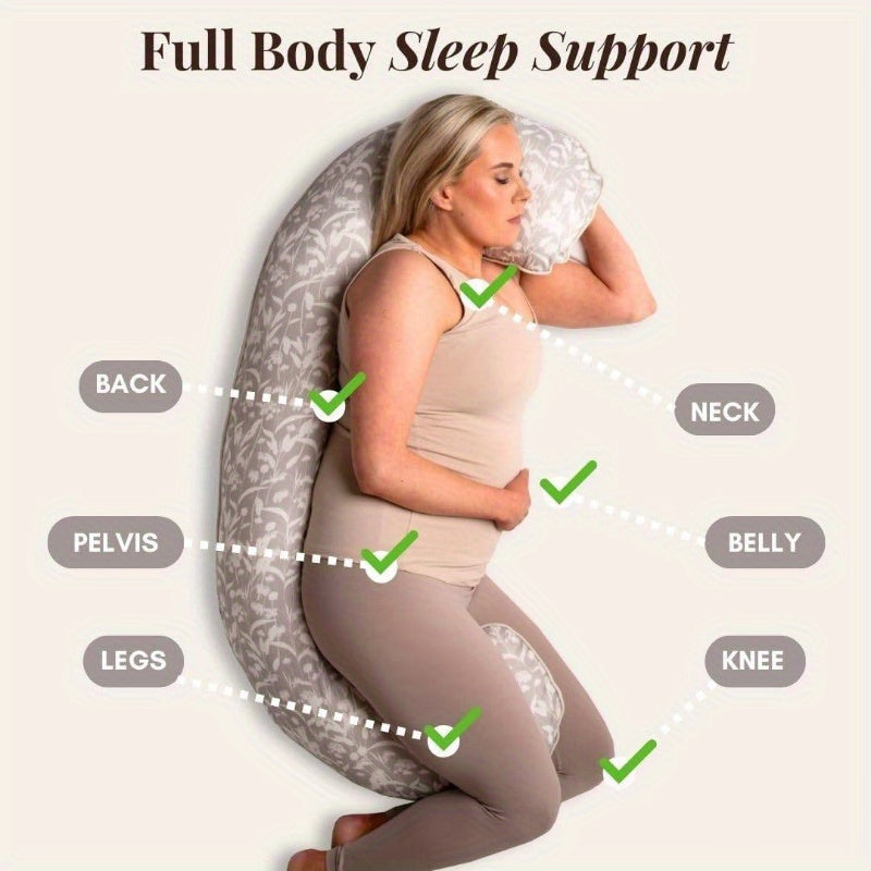 55 Inch C-Shaped Maternity Pillow for Sleep, Featuring a Cooling Cover And Soft Support for Women, Ideal for Back, Legs, And Belly, Perfect for Side Sleepers And Adults