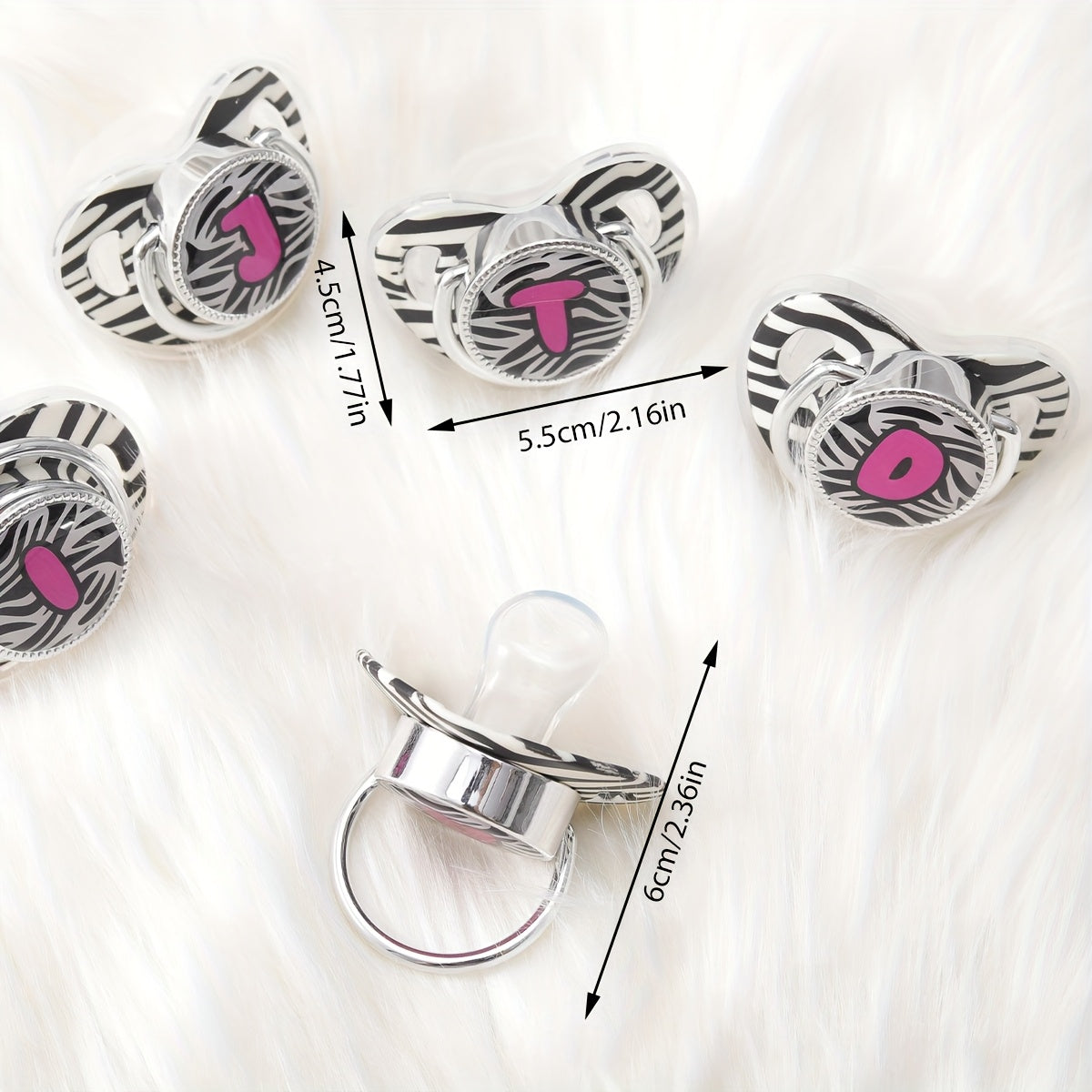 1pc Zebra Print Letter Design Pacifier With Dust Cover, Free Of Phthalates, Easy To Use, Soft And Comfortable, Safe Product, Suitable For Boys And Girls, With Multiple Choices, The Perfect Gift For Children