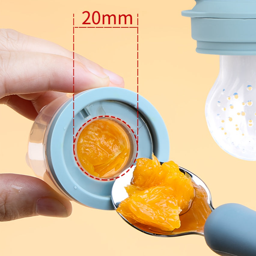 Baby Food Feeder & Pacifier - Self-Feeding Solid Food\u002FLiquid Dispenser with Pacifier, Non-Toxic Silicone, Easy-Clean for Infants, Breastmilk, Fruit Purees, Baby-LED Weaning - Mess-Free Feeding, Soft Textured Design, Safe Feeding Tool
