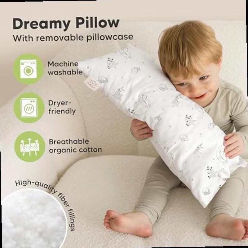 Toddler Pillow with Pillowcase 10 18 My Little Dreamy Kids Travel Bed Pillows for Sleeping Organic Cotton Small Pillowcase Soft Breathable Machine Washable Toddlers 2 5 Years Old Slumber