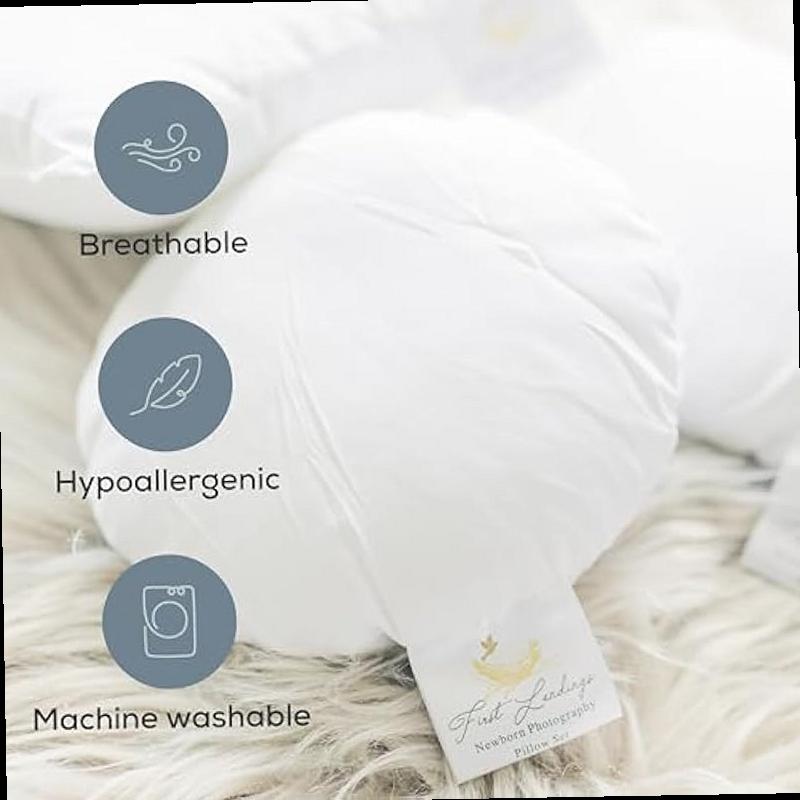 First Landings Newborn Photography Posing Pillows Baby Announcement Ideas Gender Neutral Photo Props for Infants Photography Pillow Set 4 Pack