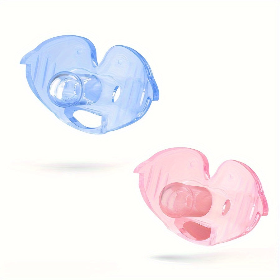 Ultra-Light Silicone Pacifier With Dust-proof Case, 0-6 Months, 100% BPA-free Silicone, Symmetrical One-Piece Design, 2 Pack, Blue&Pink