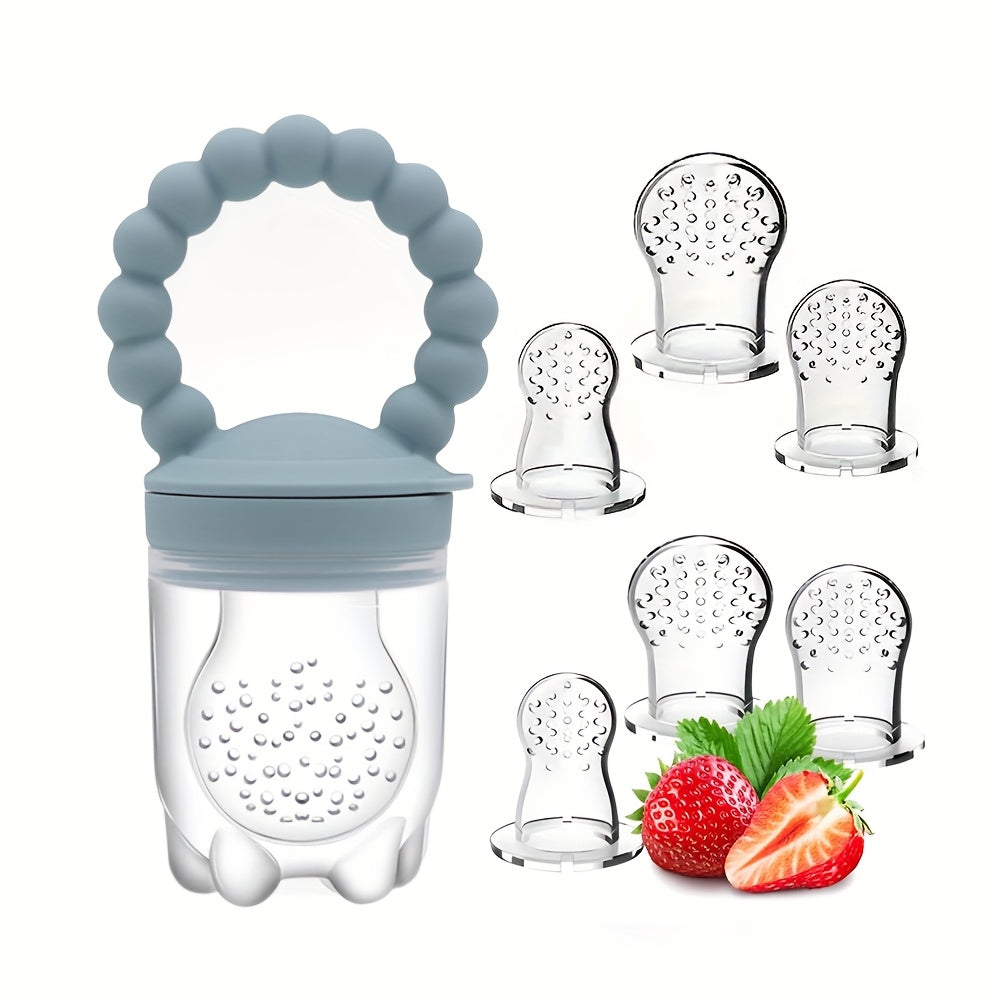 7pcs Fruit Feeding Pacifier with 6 Extra Replaceable Food Bags, Food Grade Silicone, Christmas Gift