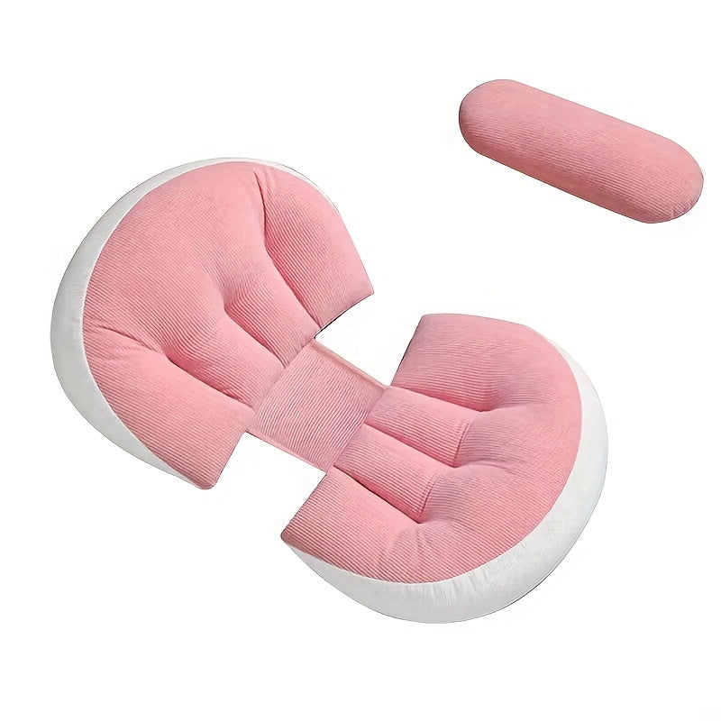 Adjustable U-Shaped Maternity Pillow - Medium Soft Polyester Fiber with Back, Lumbar & Belly Support - Multifunctional Pregnancy Sleeping Aid Cushion for Enhanced Comfort
