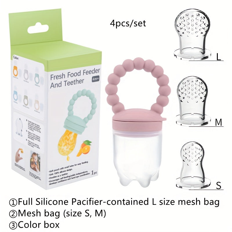 Baby Food Feeder & Pacifier - Self-Feeding Solid Food\u002FLiquid Dispenser with Pacifier, Non-Toxic Silicone, Easy-Clean for Infants, Breastmilk, Fruit Purees, Baby-LED Weaning - Mess-Free Feeding, Soft Textured Design, Safe Feeding Tool