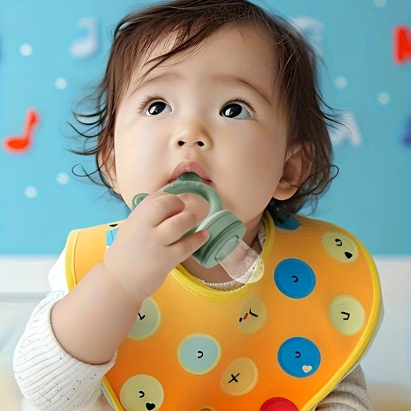 1pc Food Grade Silicone Teether & Fruit Vegetable Feeder with 3 Size Mesh Bags - Soft Chewable Complementary Food Kit, Christmas Halloween Gift (Pink Purple Blue), Feeding Tool, Babyfriendly Design, Nontoxic Material, New Parents, Moms