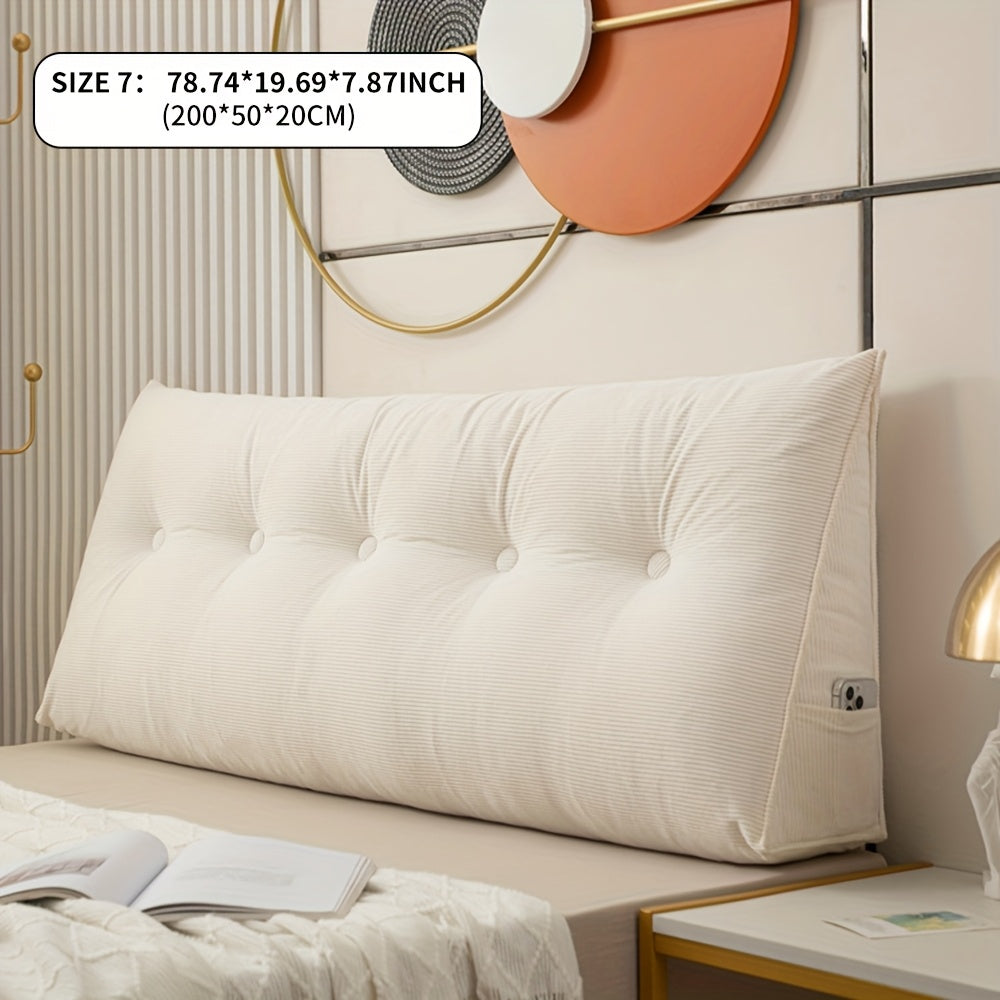 Soft Plush Wedge Floor Pillow with Side Storage – Zippered Polyester Cover, Hand Washable, Back Support for Pregnant Women, Multi-Purpose Bedrest, All-Season Comfort, Modern Beige Design, Pregnancy Pillow