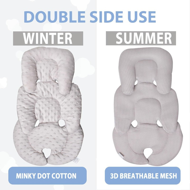 Infant Carseat Insert 2 in 1 Reversible Baby Car Seat Cushion for Newborn Toddler Head Body Support Car Seat Pad for Carseats Strollers Swings Bouncers