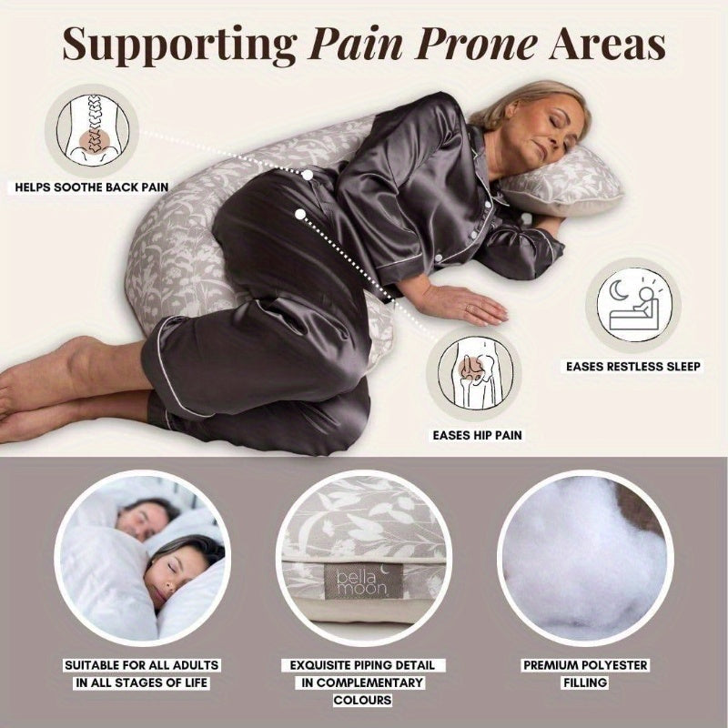 55 Inch C-Shaped Maternity Pillow for Sleep, Featuring a Cooling Cover And Soft Support for Women, Ideal for Back, Legs, And Belly, Perfect for Side Sleepers And Adults